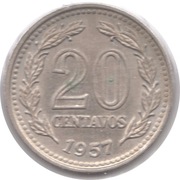 ARGENTYNA 20 centavos 1957 KM# 55, AU
