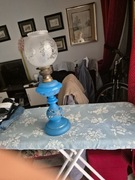 Lampa naftowa- stylowa-alabaster niebieski.