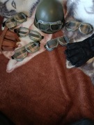 Gogle motocyklowe kask orzeszek stare lotnicze PRL ZSRR 