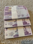 Paczka bankowa 100 szt banknotów z Malawi 20 kwacha. UNC 