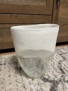 Nowoczesny Wazona / Osłonka Szklana z Efektem "Lodu" (Kraklowane Szkło)