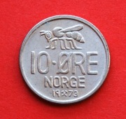 10  Ore  1973  r  -    Norwegia  Pszczoła   Olaf V 