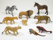 Figurki Schleich, 9 sztuk, zebra, lwy, tygrys, kameleon