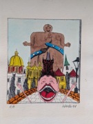 Stara grafika Zamek Praski / Czechy / Unikat