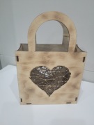 Piękna drewniana torebka/ ozdoba 