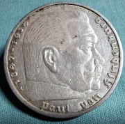 Moneta srebrna Niemcy 5 Marek Hindenburg 1937 A