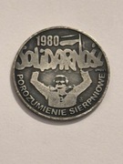 Solidarność. Mosiądz srebrzony fi 25 mm. Gyges