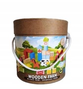 DREWNIANE KLOCKI WOODEN FARM DREWNIANA FARMA 60 ELEMENTÓW ELEFUN