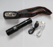 Latarka taktyczna T6 Zoom 18650 + Czołowa z czujnikiem ruchu