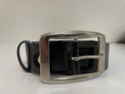 Włoski pasek skórzany czarny lakier / vintage - Made in Italy