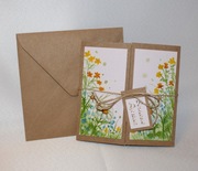 Kartka ręcznie malowana w kwiaty łąkowe kaczeńce na urodziny imieniny ślub