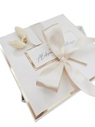 Kartka w pudełku ślub ślubna wesele boho beż beżowa suszone kwiaty