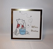 Kartka urodziny Kubuś Puchatek miś dla dzieci złota błyszcząca Handmade