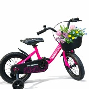 RÓŻOWY DZIECIĘCY ROWEREK 16 " Z KÓŁKAMI BOCZNYMI +KOSZYK+DZWONEK Hit