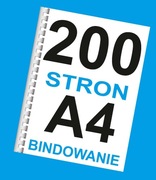 Książka druk A4 mono do 200 stron + bindowanie