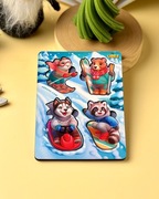 Zestaw drewnianych edukacyjnych układanek z tłem „Świąteczna - 1,2,3,4”