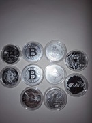 Zestaw 10x1oz Srebro .999 Bitcoin Ethereum Crypto 