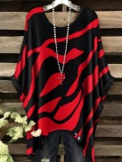 Tunika bluzka czarno-czerwona w dużym rozmiarze r. 54-58