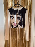 Top dopasowany z długim rękawem anime girl alternatywny styl 