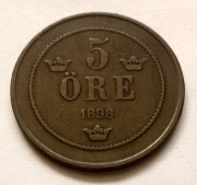 SZWECJA- 5 ore 1898, Oskar II