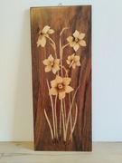 Obraz intarsja rękodzieło kwiaty 100% drewno