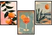 Zestaw 3 plakatów 30x40cm-Vintage,Aperol,pomarańcze,pastelowe