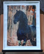 Obraz z koralików mozaika diamentowa czarny koń, haft koralikowy