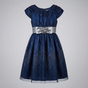 Sukienka Jona Michelle na 7 lat granatowa z ozdobnym paskiem