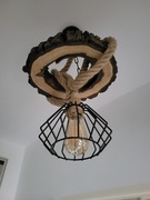 Lampa Loft sufitowa wisząca sznur jutowy Orzech