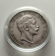 Niemcy 5 Marek 1907 r Wilhelm II Srebro