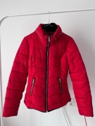Mohito czerwona kurtka pikowana futerko 34 XS