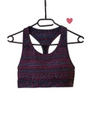 Top sportowy S bordo granatowy wzorzysty, typu racerback, elastyczny