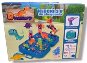 KLOCKI 3D dinozaury KREATYWNE DO SKRĘCANIA W WALIZCE ZESTAW Z NARZĘDZIAMI