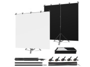 Tło fotograficzne 2w1 czarno-białe + statyw 150x200 cm – zestaw studyjny