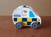 Drewniany samochód policyjny radiowóz policja | zabawka na kółkach