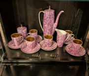 fioletowy zestaw porcelany PRL