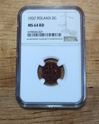 II RP 2 gr grosze 1937 NGC MS 64 RD 