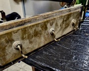 Wieszak na klucze mosiądz ruchome haczyki 63cm Vintage Art Deco