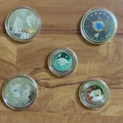 Zestaw 5 Monet Kanadyjski Liść Klonowy Żaglowiec Niue Lunar Rok Małpy Woła
