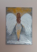 Ręcznie malowany 70x50 szlagmetal srebrny. 