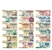 Wszystkie banknoty PRL na wydruku a5 i zestaw od 20 do 1000 zł w ramkach