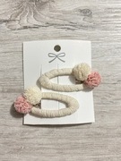 Spinki do włosów pompony różowe liliowe homemade