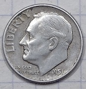 0694 USA 10 centów DIME 1951 D  srebro 