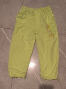 Opis! Zielone spodnie zimowe ocieplane narciarskie dziewczęce motylki 5 lat