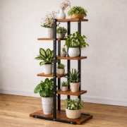 Nowoczesny kwietnik stojący na 6 roślin metalowy loft – 2 kolory