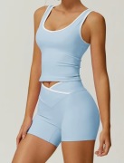 Komplet sportowy top i szorty błękitny *rozmiary* pilates joga