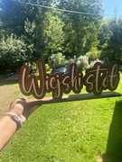 Napis drewniany wiejski stół 