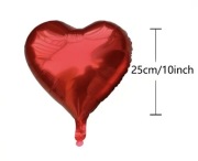 Zestaw 10 Balonów Foliowych Czerwone Serca – 25 cm | Walentynki & Ślub