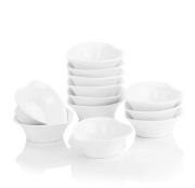 Piękne białe miseczki serduszka MALACASA 100ml 12 szt porcelanowe 