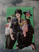 plakat zespołu muzycznego gorillaz